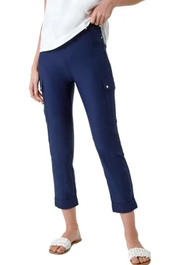 Roman Navy Turn Up Stretch Cargo Trousers