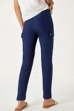 Roman Navy Turn Up Stretch Cargo Trousers