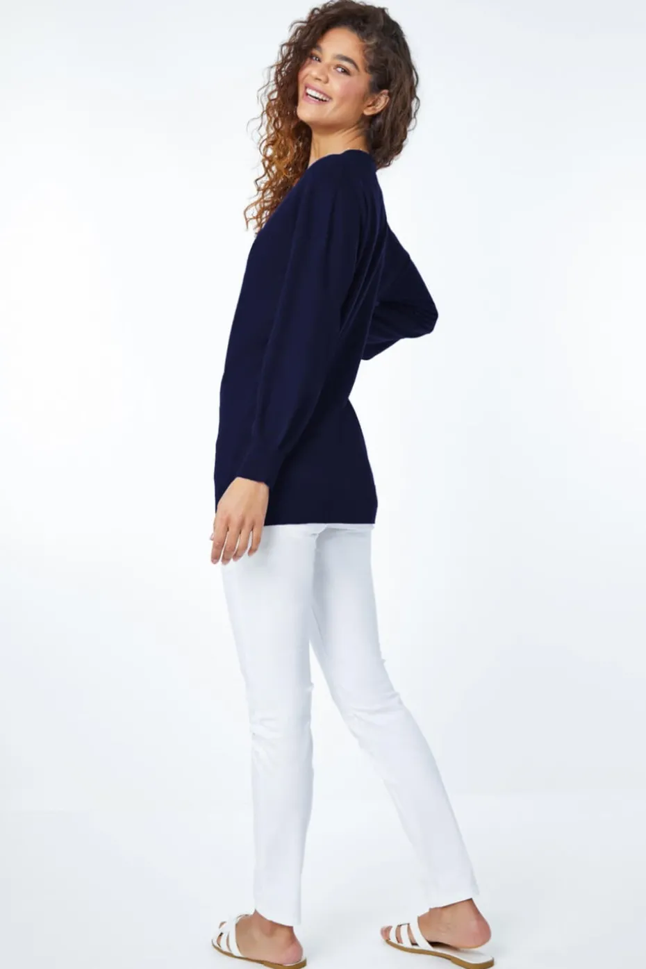 Roman Navy V-Neck Stretch Jumper