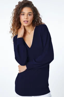 Roman Navy V-Neck Stretch Jumper