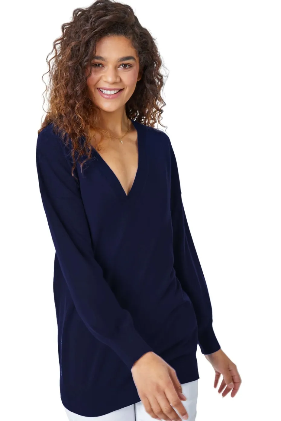 Roman Navy V-Neck Stretch Jumper