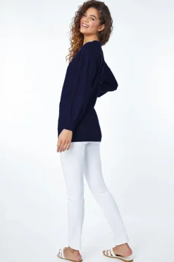 Roman Navy V-Neck Stretch Jumper