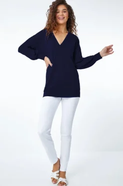 Roman Navy V-Neck Stretch Jumper