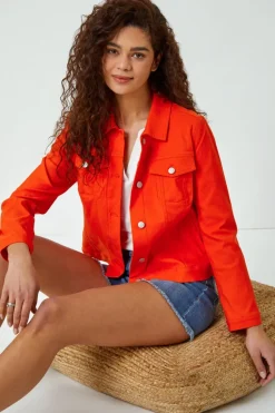 Roman Orange Stretch Pocket Detail Jacket