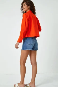 Roman Orange Stretch Pocket Detail Jacket