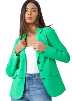 Roman Pale Green Button Detail Stretch Blazer
