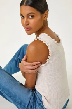 Roman Pale Pink Fluted Detail Knitted Vest