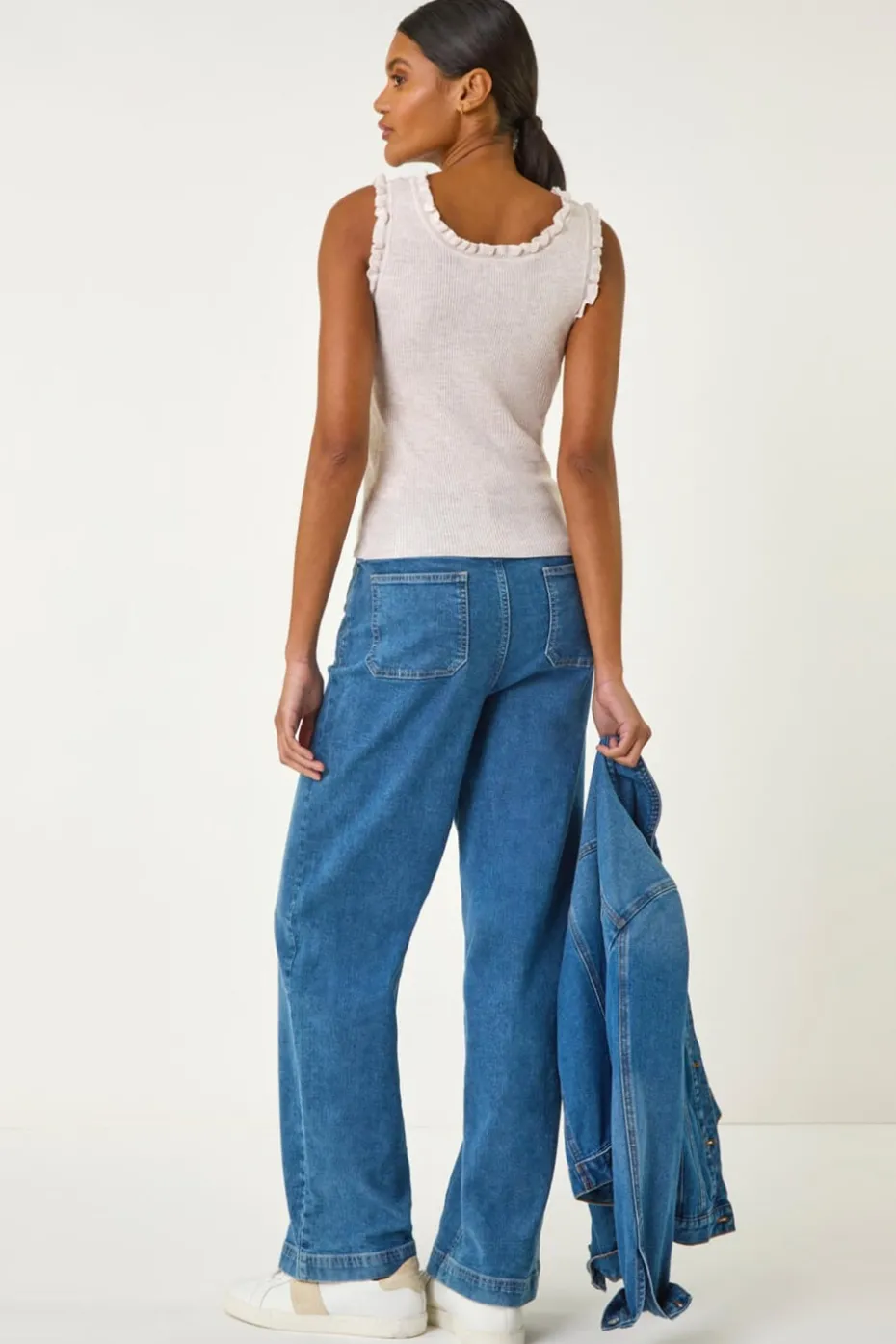 Roman Pale Pink Fluted Detail Knitted Vest