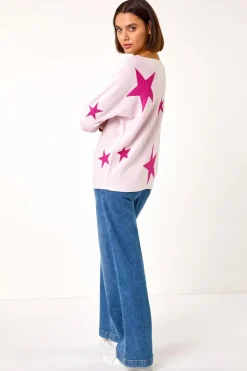 Roman Pale Pink Star Jacquard Jumper