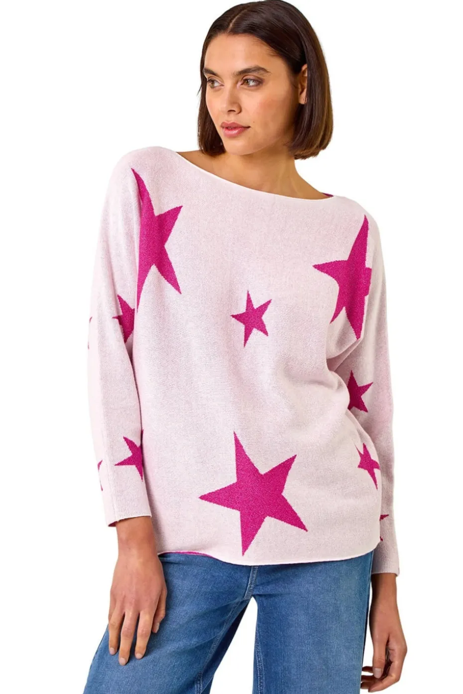 Roman Pale Pink Star Jacquard Jumper
