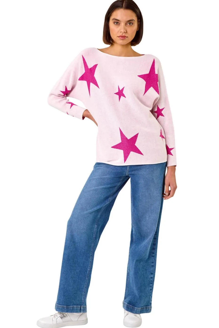 Roman Pale Pink Star Jacquard Jumper