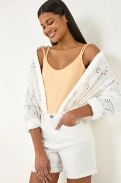 Roman Peach Double Strap Stretch Vest Top