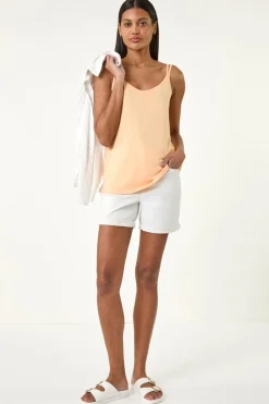 Roman Peach Double Strap Stretch Vest Top