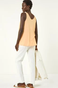 Roman Peach V Neck Stretch Jersey Vest Top