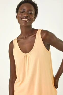 Roman Peach V Neck Stretch Jersey Vest Top