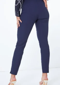 Roman Petite Navy Full Length Stretch Trousers