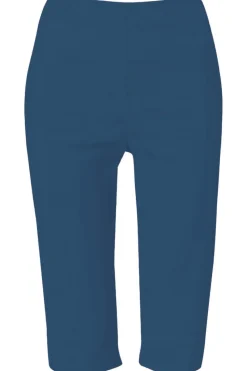 Roman Petrol Blue Stretch Knee Length Elastic Waist Shorts