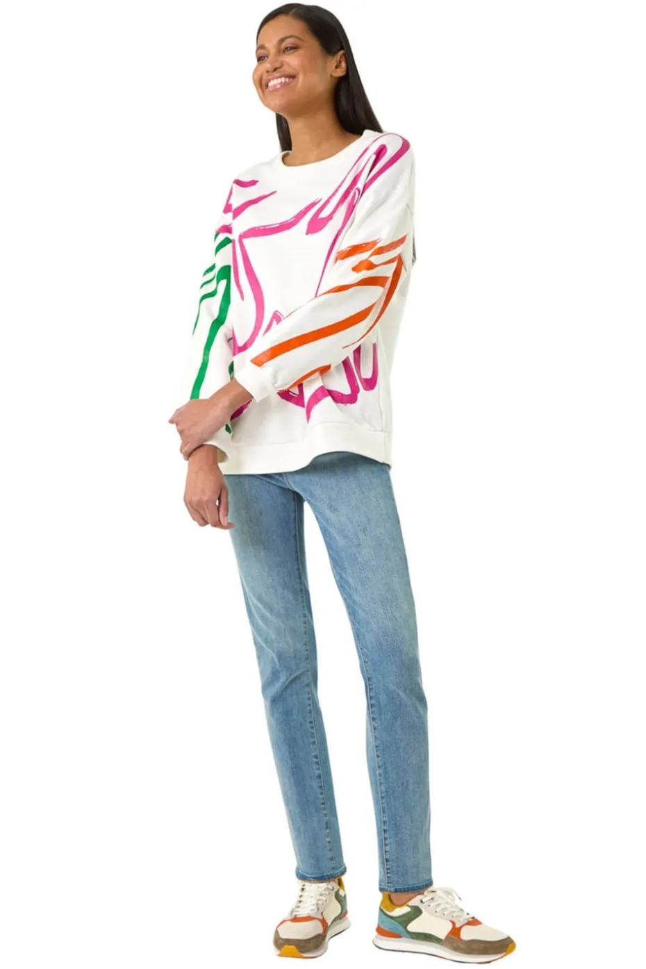 Roman Pink Abstract Print Sweatshirt