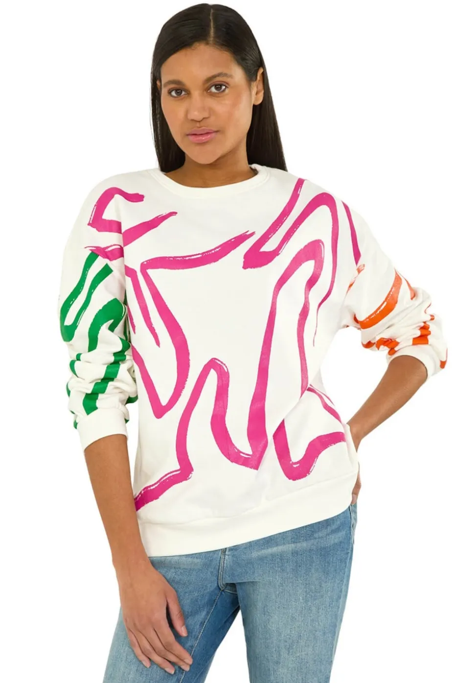 Roman Pink Abstract Print Sweatshirt