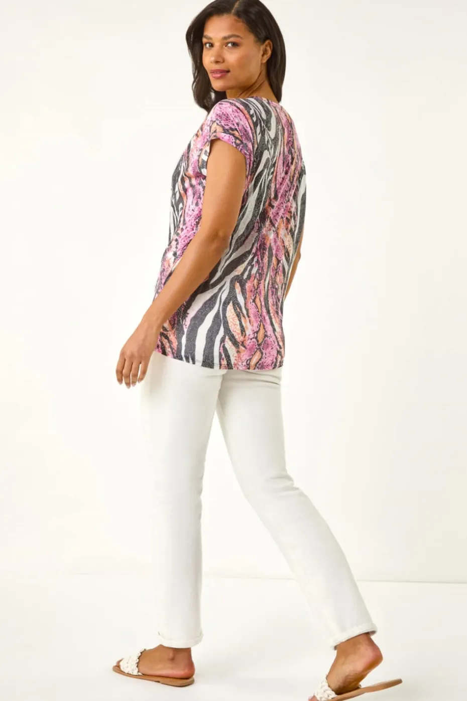 Roman Pink Burnout Snake Print Cocoon Top