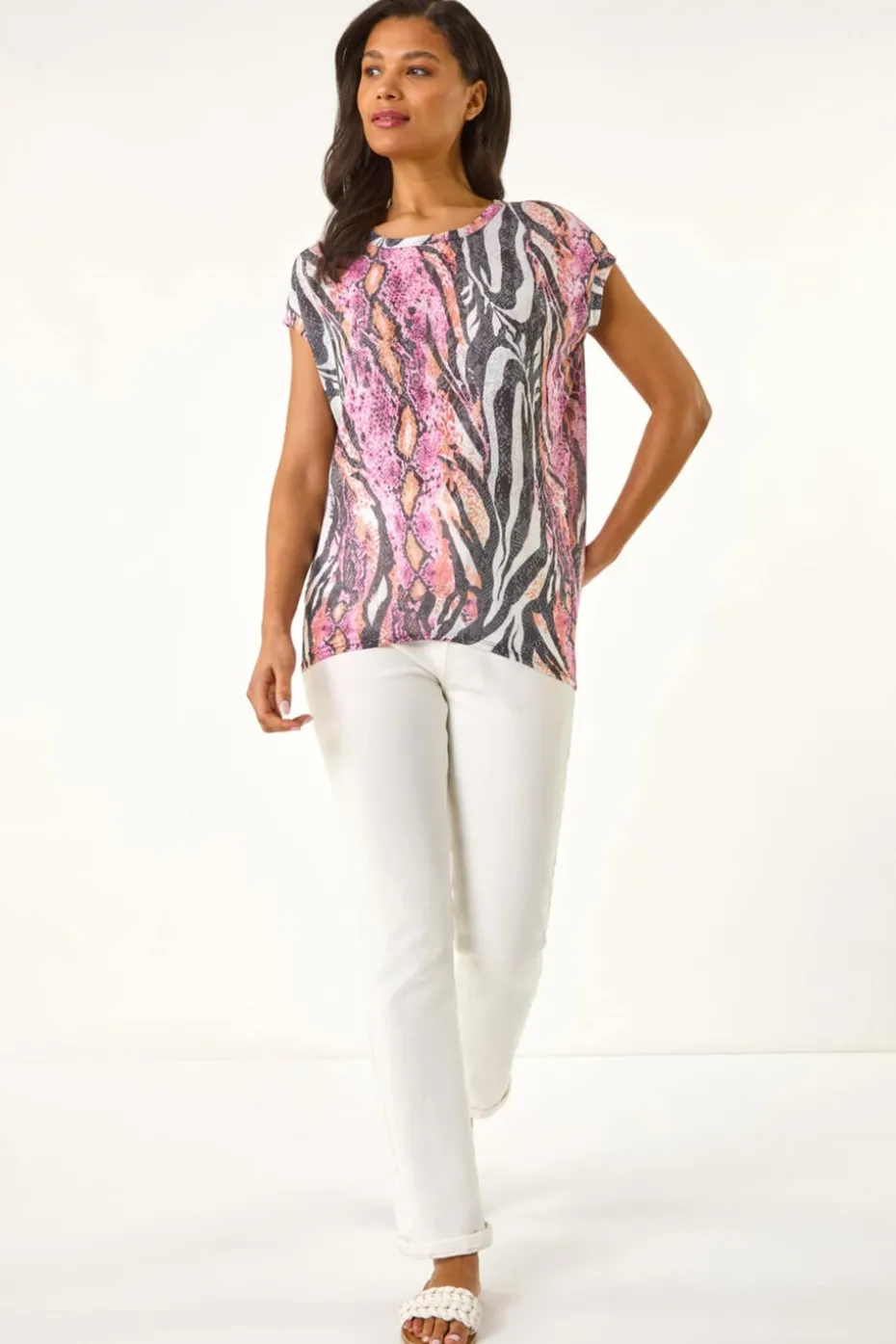 Roman Pink Burnout Snake Print Cocoon Top