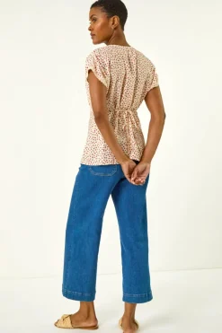 Roman Pink Floral Ditsy Print Lace Trim Top