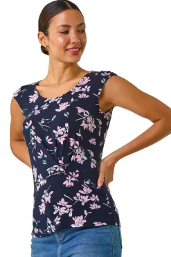 Roman Pink Floral Twist Front Top