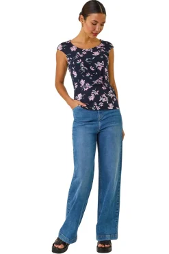 Roman Pink Floral Twist Front Top