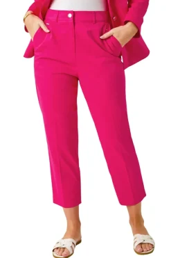 Roman Pink Petite Cotton Ankle Grazer Tapered Trousers