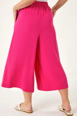 Roman Pink Petite Elasticated Waist Linen Mix Culotte