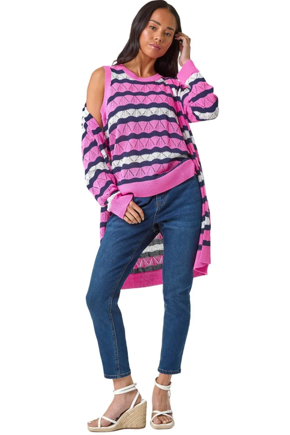 Roman Pink Petite Stripe Knitted Vest