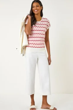 Roman Pink Textured Chevron Contrast Top