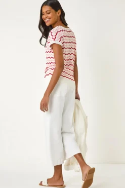 Roman Pink Textured Chevron Contrast Top