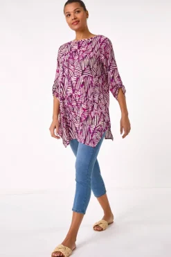 Roman Plum Longline Print Tunic Top