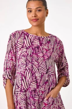 Roman Plum Longline Print Tunic Top