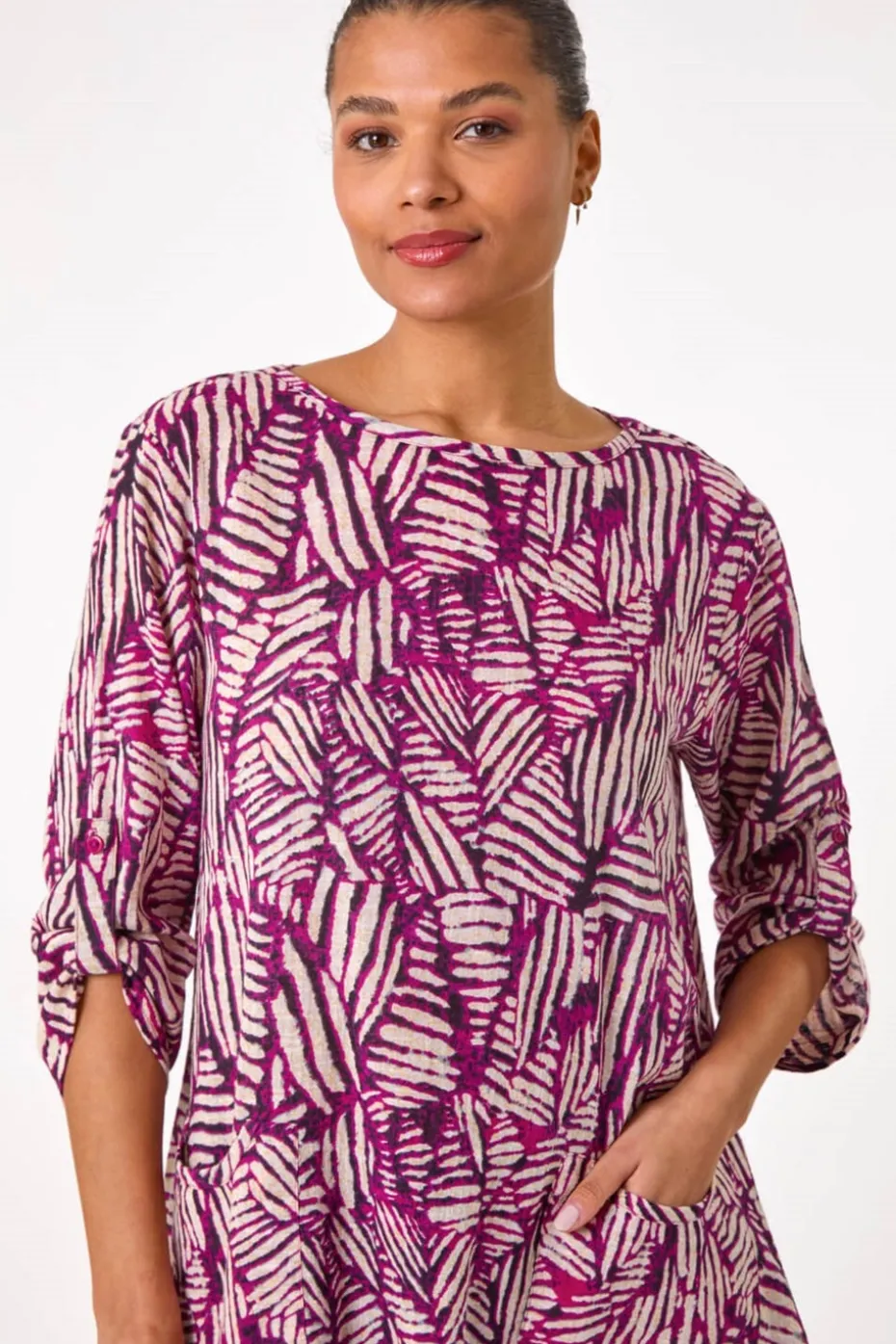 Roman Plum Longline Print Tunic Top