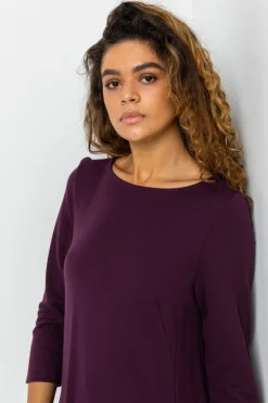 Roman Purple A-Line Pocket Detail Stretch Swing Dress