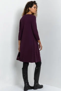 Roman Purple A-Line Pocket Detail Stretch Swing Dress