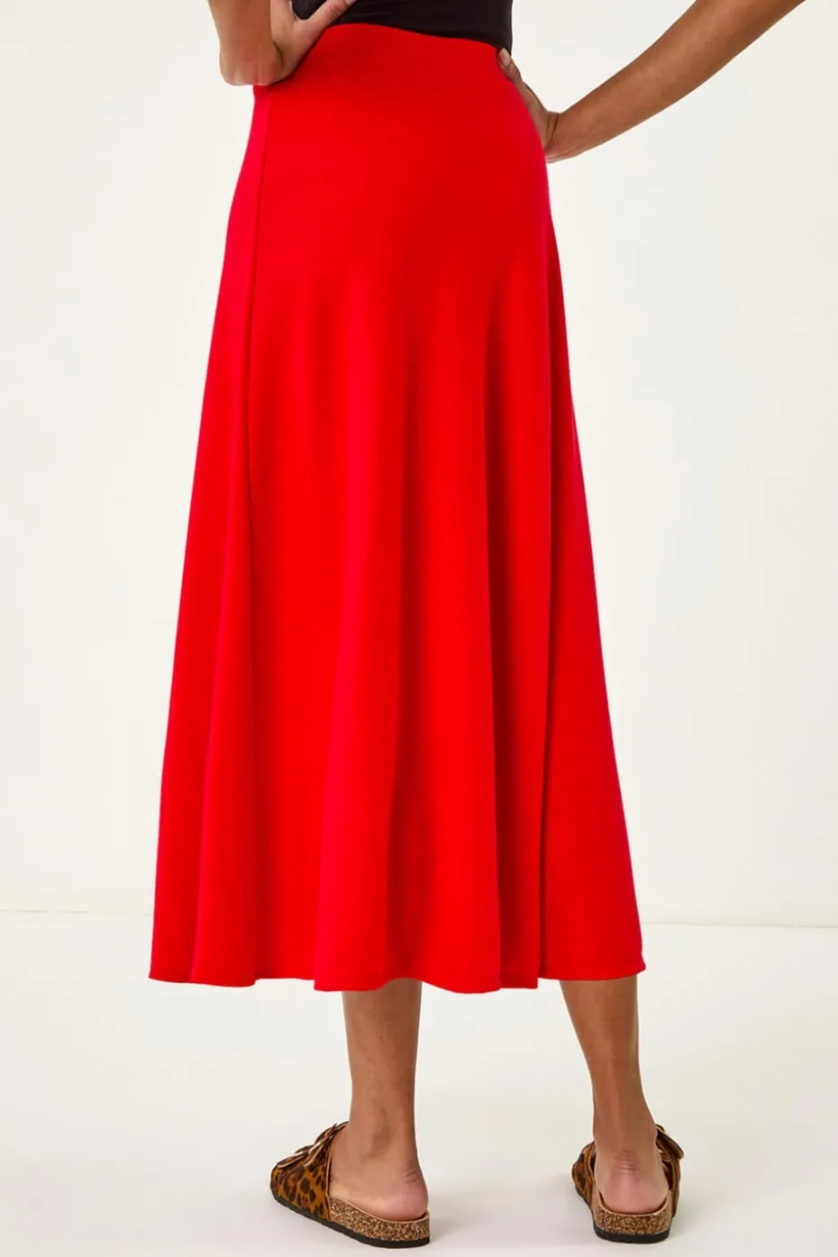 Roman Red A-Line Pull On Stretch Skirt