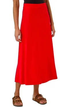 Roman Red A-Line Pull On Stretch Skirt