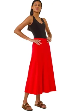 Roman Red A-Line Pull On Stretch Skirt