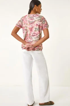 Roman Red Animal Print Burnout Blouson Top