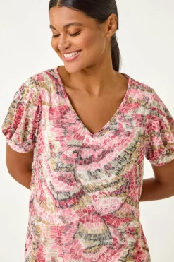 Roman Red Animal Print Burnout Blouson Top