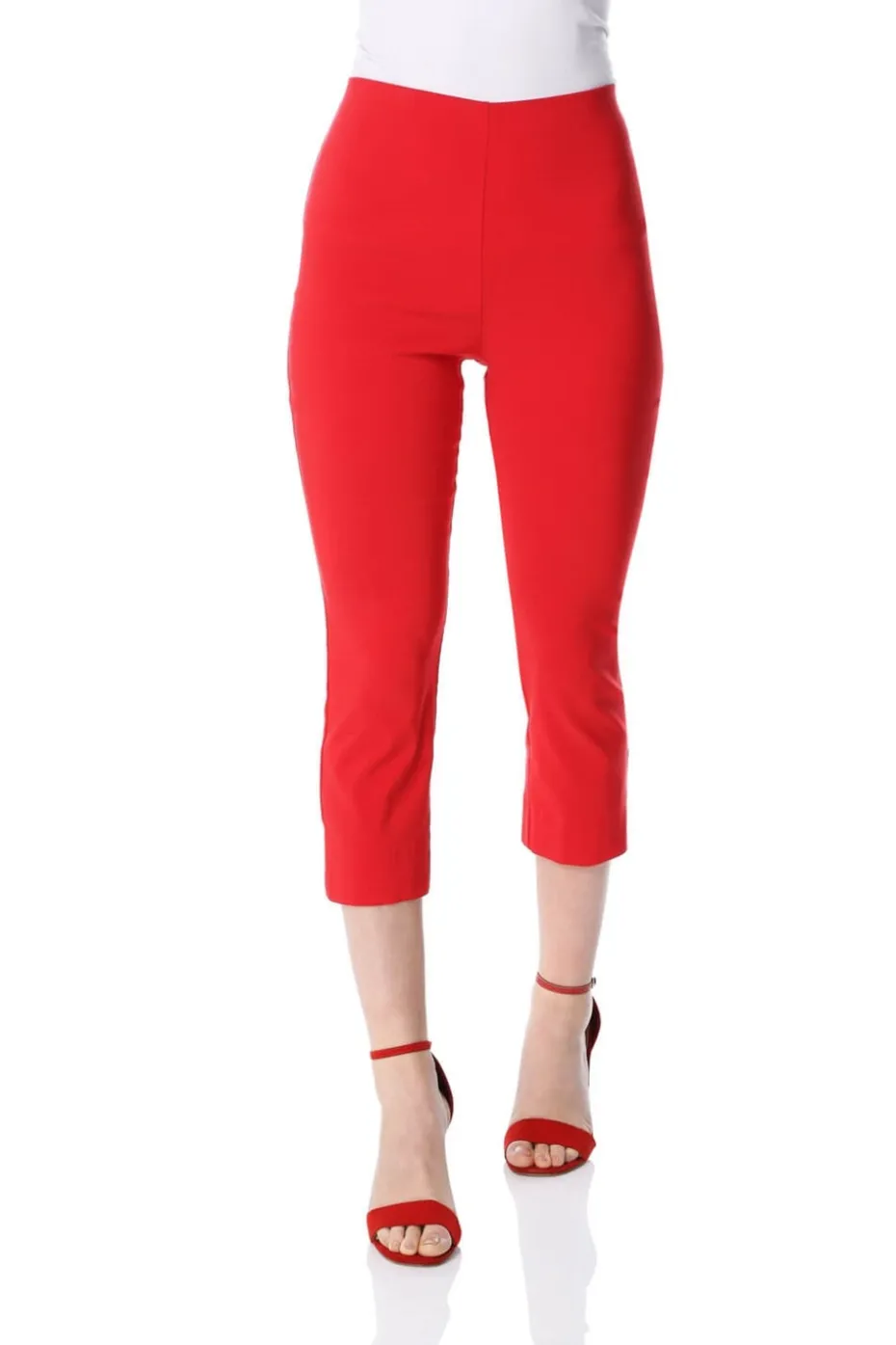 Roman Red Cropped Stretch Trouser Capri Summer Leggings 3/4 Pedal Pushers