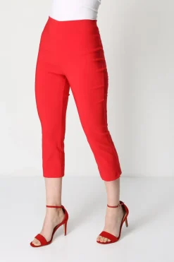 Roman Red Cropped Stretch Trouser Capri Summer Leggings 3/4 Pedal Pushers