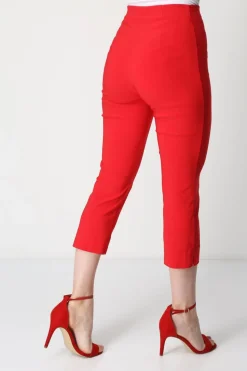 Roman Red Cropped Stretch Trouser Capri Summer Leggings 3/4 Pedal Pushers