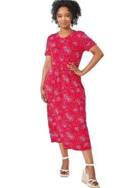 Roman Red Petite Floral Print Midi Dress