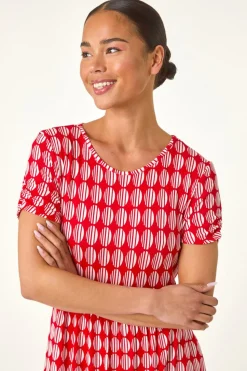 Roman Red Petite Geometric Spot Pocket Midi Dress