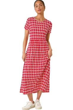 Roman Red Petite Geometric Spot Pocket Midi Dress
