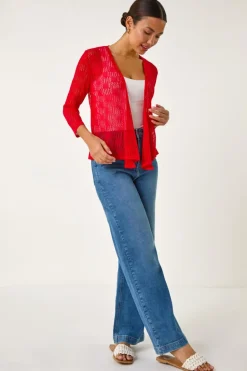 Roman Red Textured Light Knit Shrug